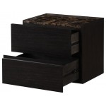 ACME Wellins Night Table, Faux Marble & Espresso