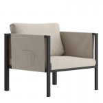 Flash Furniture Lea Black Patio Chair and Cushions GM-201108-1S-GY-GG