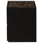 ACME Wellins Night Table, Faux Marble & Espresso