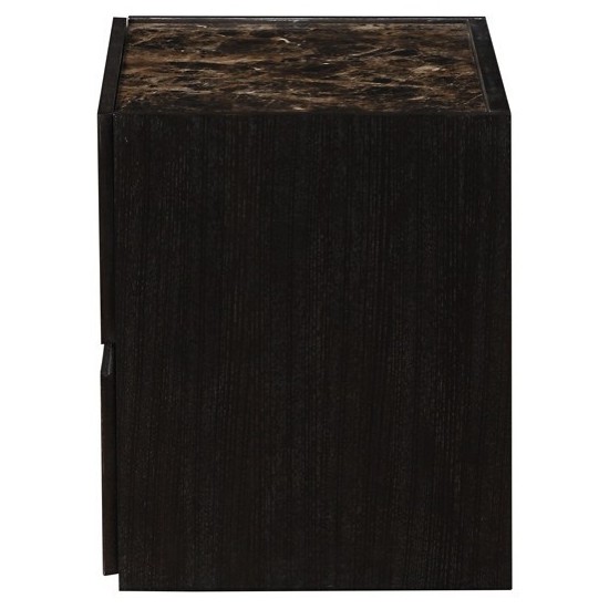 ACME Wellins Night Table, Faux Marble & Espresso