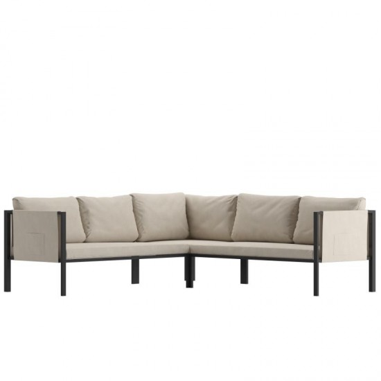 Flash Furniture Lea Black Sectional with Cushions GM-201108-SEC-GY-GG