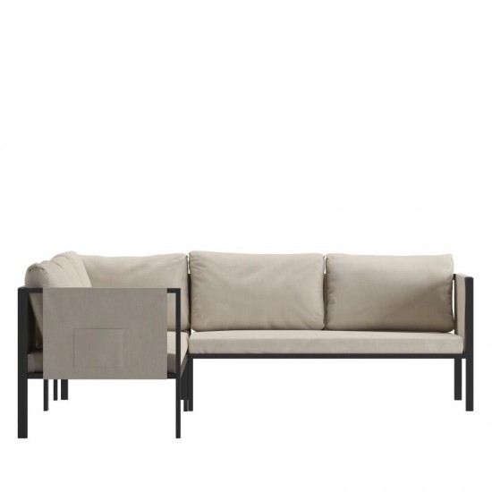 Flash Furniture Lea Black Sectional with Cushions GM-201108-SEC-GY-GG