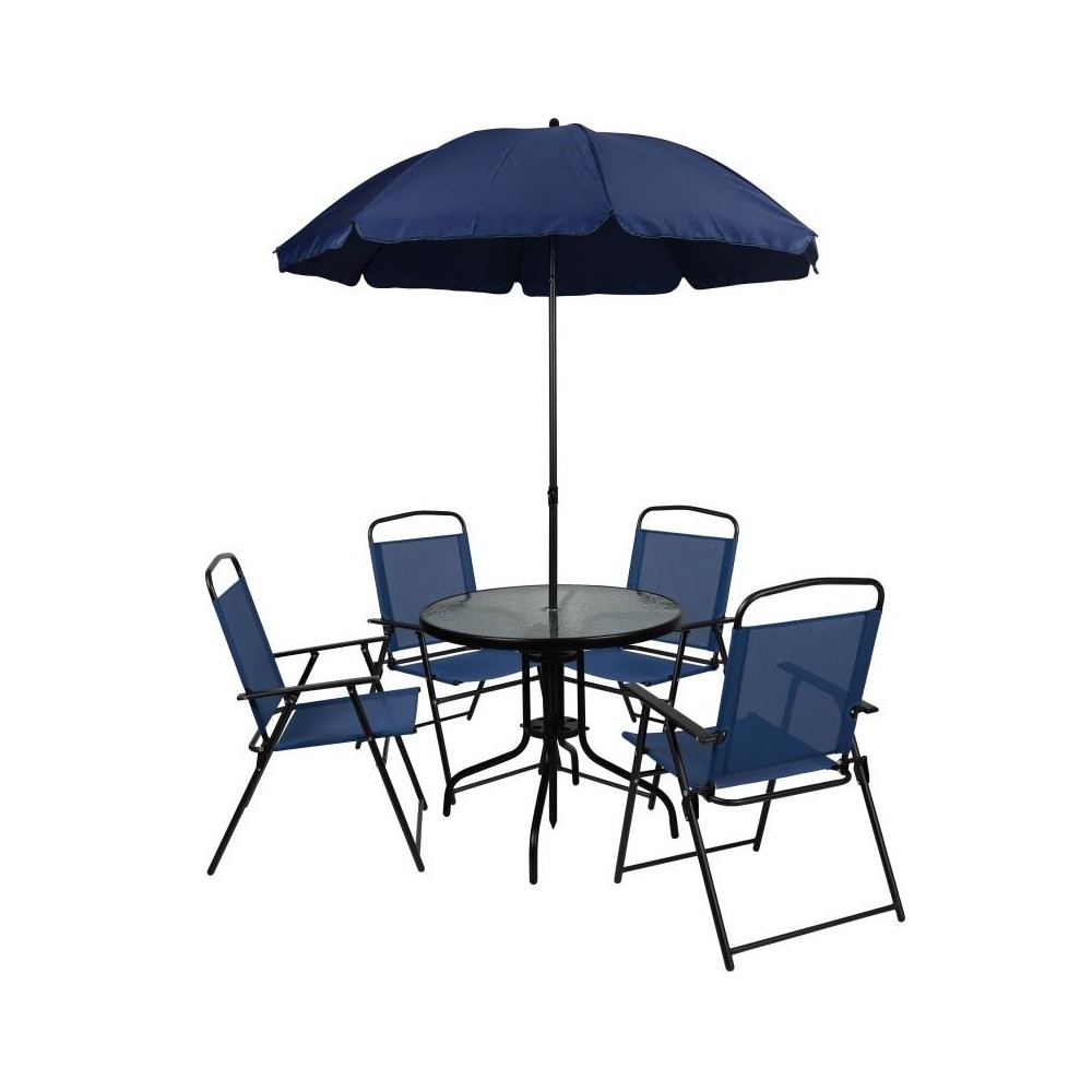 Flash Furniture Nantucket 6PC Navy Patio Set & Umbrella GM-202012-NV-GG