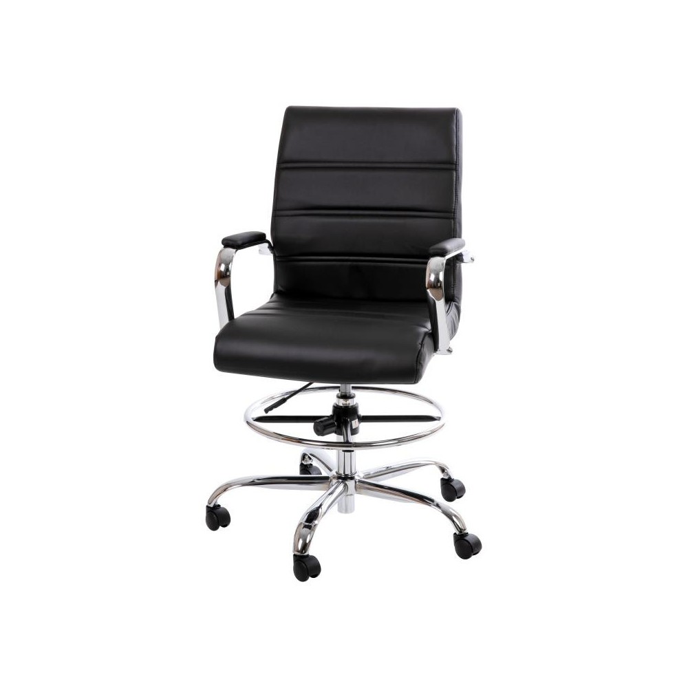 Flash Furniture Whitney Black LeatherSoft Draft Chair GO-2286B-BK-GG