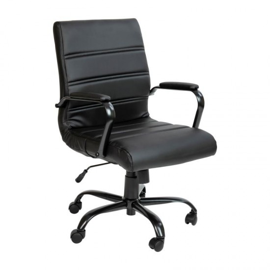 Flash Furniture Whitney Black Mid-Back Leather Chair GO-2286M-BK-BK-GG