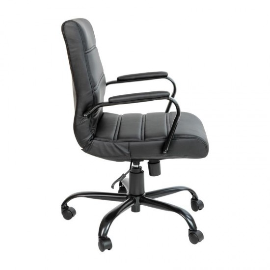 Flash Furniture Whitney Black Mid-Back Leather Chair GO-2286M-BK-BK-GG