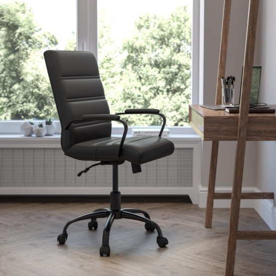 Flash Furniture Whitney Black Mid-Back Leather Chair GO-2286M-BK-BK-GG