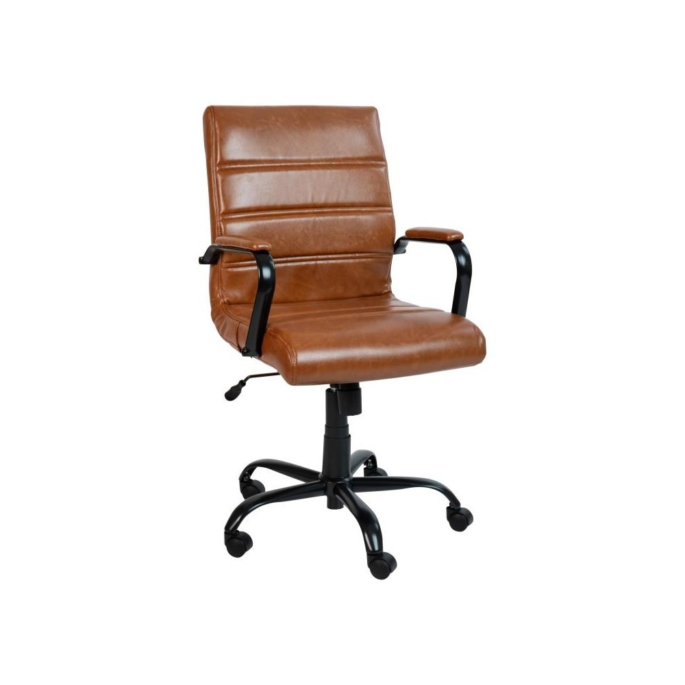 Flash Furniture Whitney Brown Mid-Back Leather Chair GO-2286M-BR-BK-GG