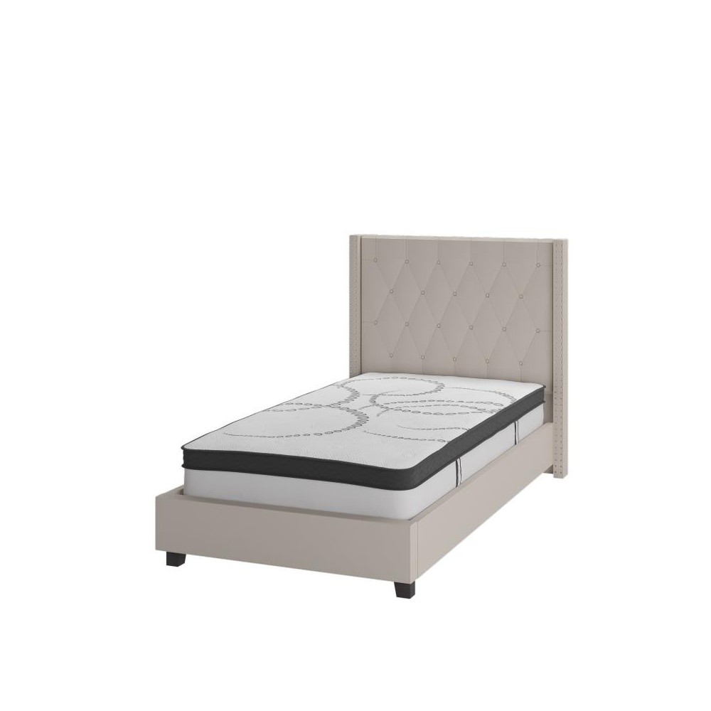 Flash Furniture Riverdale Twin Platform Bed Set-Beige HG-BM10-33-GG