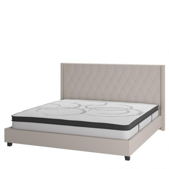 Flash Furniture Riverdale King Platform Bed Set-Beige HG-BM10-36-GG