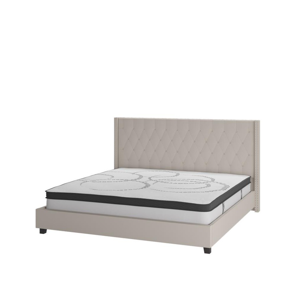 Flash Furniture Riverdale King Platform Bed Set-Beige HG-BM10-36-GG