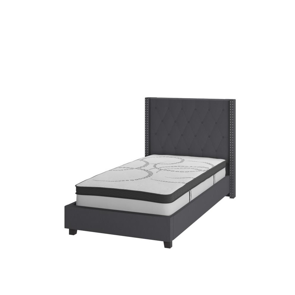 Flash Furniture Riverdale Twin Platform Bed Set-Gray HG-BM10-45-GG