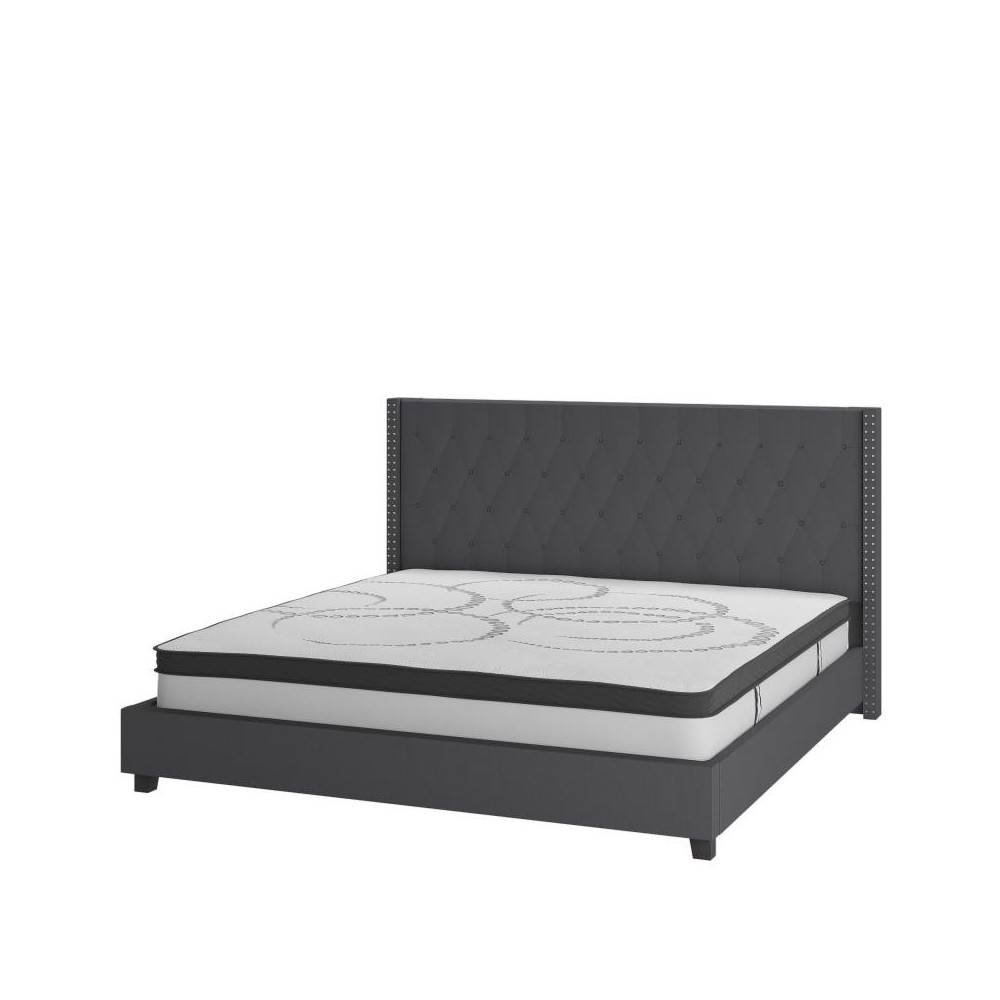 Flash Furniture Riverdale King Platform Bed Set-Gray HG-BM10-48-GG