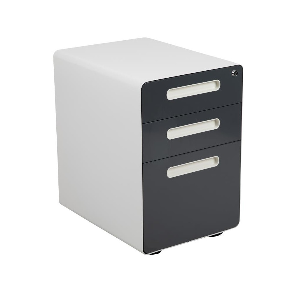 Flash Furniture Wren Filing Cabinet-White/Charcoal HZ-AP535-02-DGY-WH-GG