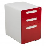 Flash Furniture Wren Drawer File Cabinet-White/Red HZ-AP535-02-RED-WH-GG