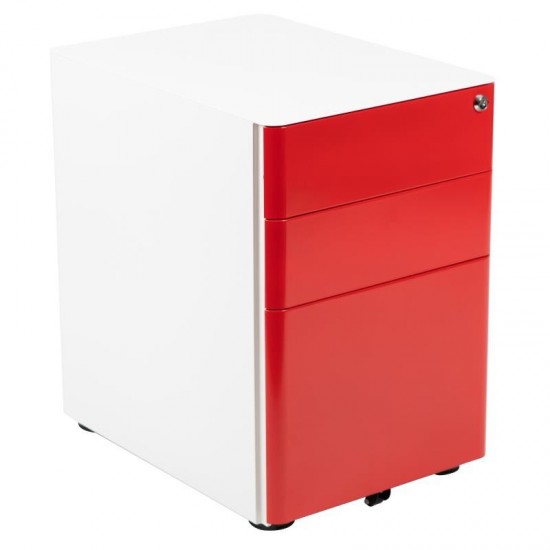 Flash Furniture Warner Drawer File Cabinet-White/Red HZ-CHPL-02-RED-WH-GG