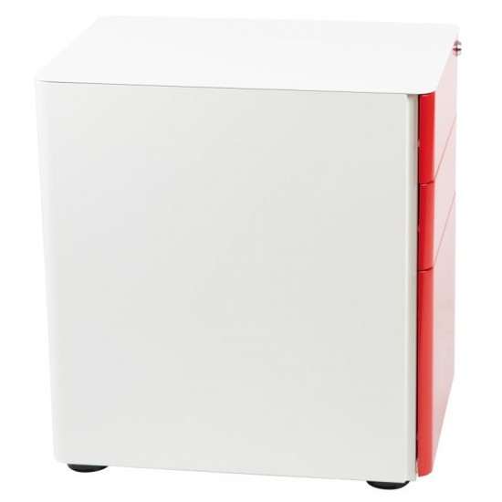 Flash Furniture Warner Drawer File Cabinet-White/Red HZ-CHPL-02-RED-WH-GG