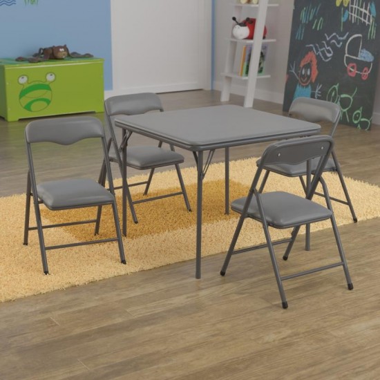 Flash Furniture Mindy Gray Kid Folding Table Set JB-9-KID-GY-GG