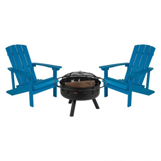 Flash Furniture Charlestown Adirondack Chair & Fire Pit JJ-C145012-32D-BLU-GG