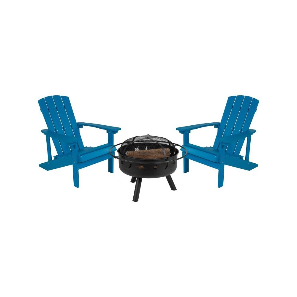 Flash Furniture Charlestown Adirondack Chair & Fire Pit JJ-C145012-32D-BLU-GG