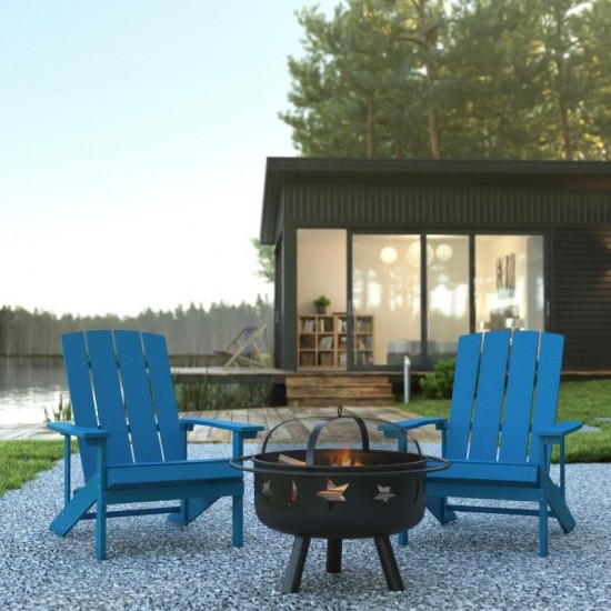 Flash Furniture Charlestown Adirondack Chair & Fire Pit JJ-C145012-32D-BLU-GG