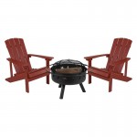 Flash Furniture Charlestown Adirondack Chair & Fire Pit JJ-C145012-32D-RED-GG