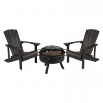Flash Furniture Charlestown Adirondack Chair & Fire Pit JJ-C145012-32D-SLT-GG