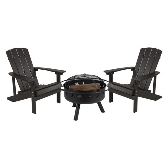 Flash Furniture Charlestown Adirondack Chair & Fire Pit JJ-C145012-32D-SLT-GG