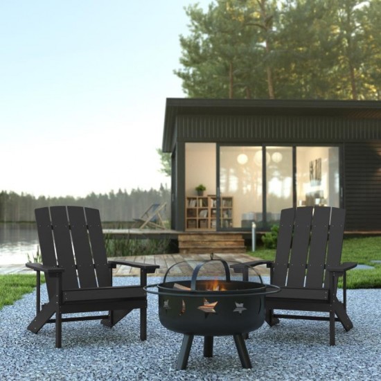 Flash Furniture Charlestown Adirondack Chair & Fire Pit JJ-C145012-32D-SLT-GG