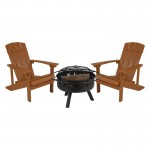 Flash Furniture Charlestown Adirondack Chair & Fire Pit JJ-C145012-32D-TEAK-GG