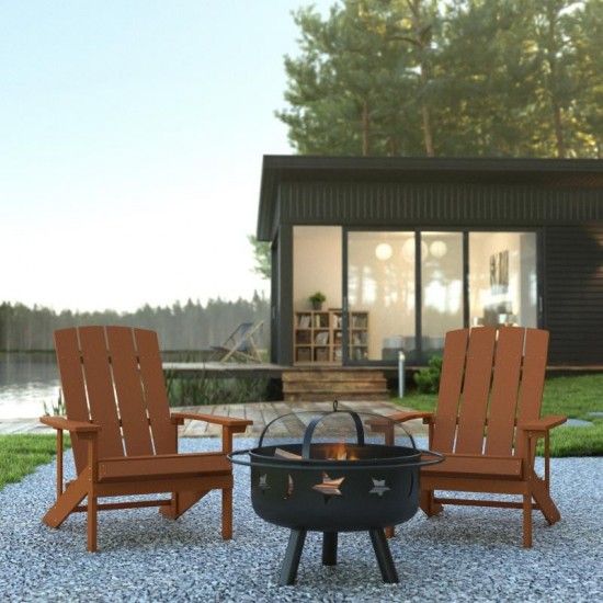 Flash Furniture Charlestown Adirondack Chair & Fire Pit JJ-C145012-32D-TEAK-GG
