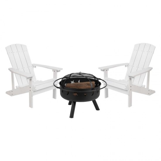 Flash Furniture Charlestown Adirondack Chair & Fire Pit JJ-C145012-32D-WH-GG