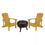 Flash Furniture Charlestown Adirondack Chair & Fire Pit JJ-C145012-32D-YLW-GG