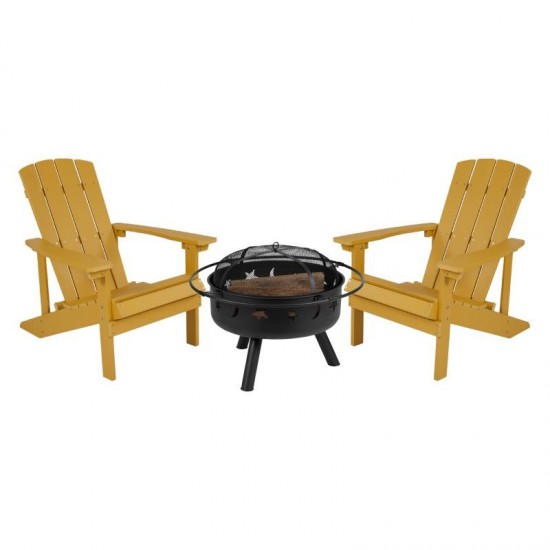 Flash Furniture Charlestown Adirondack Chair & Fire Pit JJ-C145012-32D-YLW-GG