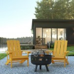 Flash Furniture Charlestown Adirondack Chair & Fire Pit JJ-C145012-32D-YLW-GG