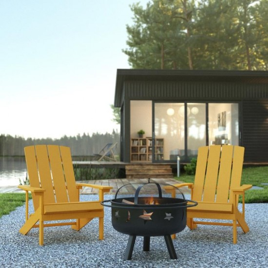 Flash Furniture Charlestown Adirondack Chair & Fire Pit JJ-C145012-32D-YLW-GG