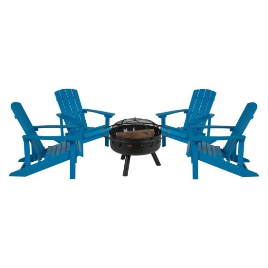 Flash Furniture Charlestown Adirondack Chair & Fire Pit JJ-C145014-32D-BLU-GG