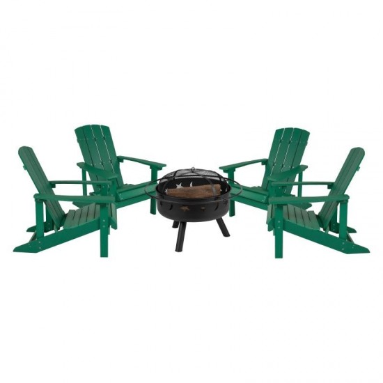 Flash Furniture Charlestown Adirondack Chair & Fire Pit JJ-C145014-32D-GRN-GG