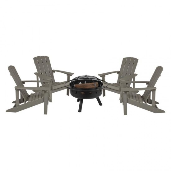 Flash Furniture Charlestown Adirondack Chair & Fire Pit JJ-C145014-32D-LTG-GG