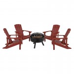 Flash Furniture Charlestown Adirondack Chair & Fire Pit JJ-C145014-32D-RED-GG