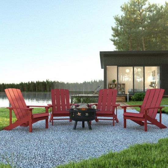 Flash Furniture Charlestown Adirondack Chair & Fire Pit JJ-C145014-32D-RED-GG