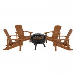 Flash Furniture Charlestown Adirondack Chair & Fire Pit JJ-C145014-32D-TEAK-GG