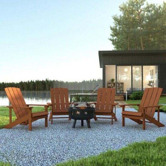 Flash Furniture Charlestown Adirondack Chair & Fire Pit JJ-C145014-32D-TEAK-GG