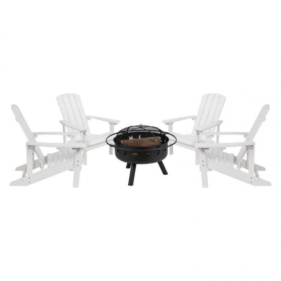 Flash Furniture Charlestown Adirondack Chair & Fire Pit JJ-C145014-32D-WH-GG