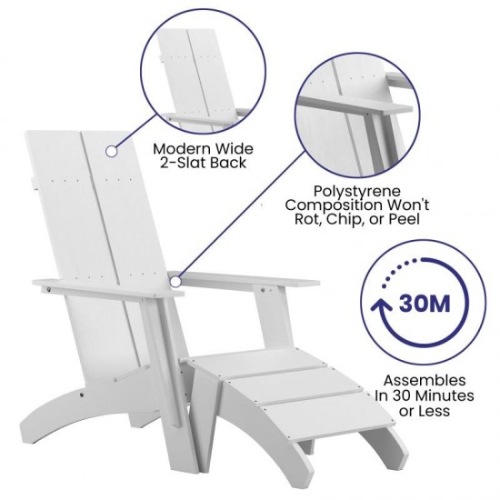 Flash Furniture Sawyer White Chair & Ottoman Set JJ-C14509-14309-WH-GG