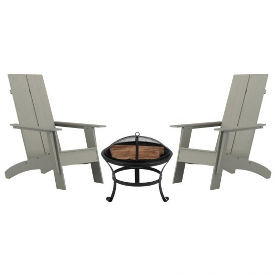 Flash Furniture Finn 2PK Gray Rockers & Fire Pit JJ-C145092-202-GY-GG