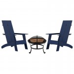 Flash Furniture Finn 2PK Navy Rockers & Fire Pit JJ-C145092-202-NV-GG