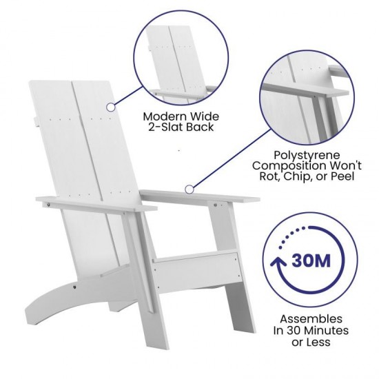 Flash Furniture Finn 2PK White Rockers & Fire Pit JJ-C145092-202-WH-GG