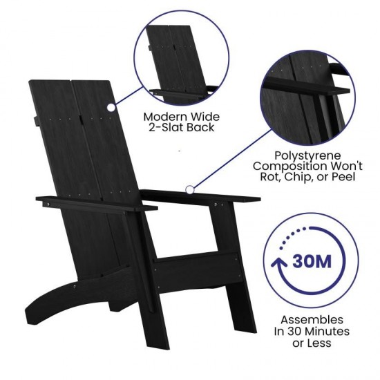 Flash Furniture Sawyer Black Modern Adirondack Chair JJ-C14509-BK-GG