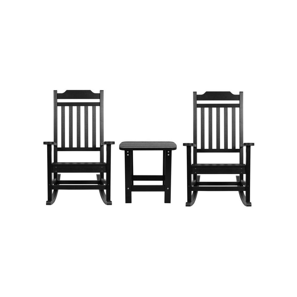 Flash Furniture Winston Black Table and 2 Chair Set JJ-C14703-2-T14001-BK-GG